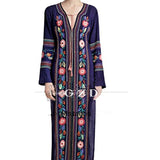 Beth Dutton Bohemian Dress Winter Autumn Maxi Dresses Embroidered 3/4 Sleeve Long Dress
