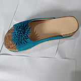 Women Open Toe Sandals Flats Summer Flower Bohemian Slippers for Women