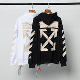 Off White Hoodie With Arrow Print Arrow Plus Size Casual And Comfortable Cotton Men'S Clothing Owt