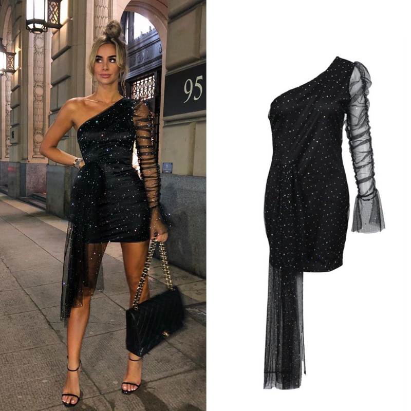 Lady Gaga Dress Short Dress Shoulder Long Sleeve Sequins Dress