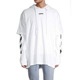 Off White Hoodie With Arrow Print Men'S Plus Size Casual And Comfortable Sweater Owt