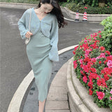 MIDI Mauve Cocktail Dress Fall/Winter Elegant V-neck Vest Dress for Women