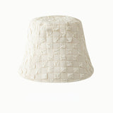 Vintage Check Bucket Hat Pleated Plaid Bubble Mesh