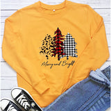Merry and Bright Sweatshirts Christmas Tree Casual round Neck Sweater