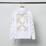 Off White Hoodie With Arrow Print Arrow Plus Size Casual And Comfortable Cotton Men'S Clothing Owt