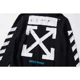 Off White Hoodie With Arrow Print Printed Cardigan Zipper Hooded Coat Plus Size Casual Men'S Clothing Owt