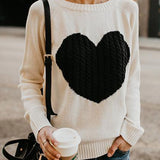 Women Pullover Knit Sweater Women's Sweater Autumn and Winter Large Size Love Sweater Women