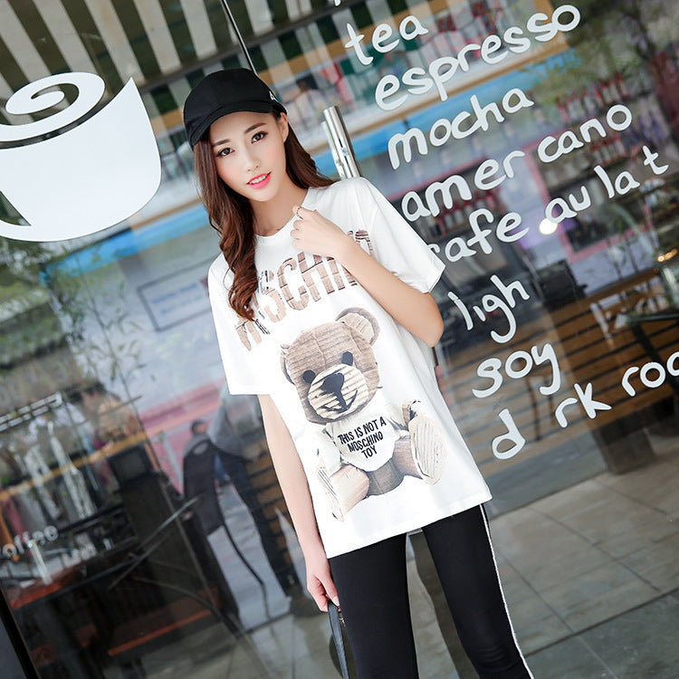 Moschino T Shirt Loose Printed Short Sleeve Cotton T-Shirt