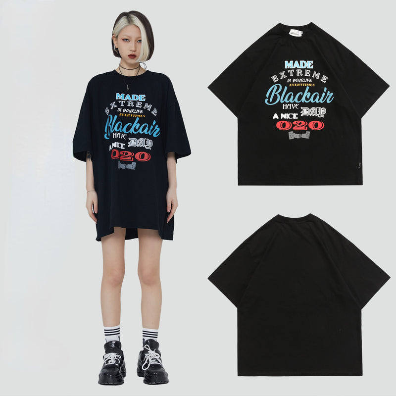 Y2g Shirts for Boys Letter Print Short-Sleeve Men's and Women's Loose T-shirt