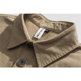 Man Fall Outfis Autumn Solid Color Leisure Cargo Shirt Boys Loose All-Matching Top