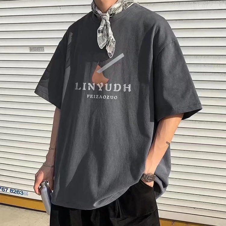 Men T-Shirts Loose Printed Half Sleeve