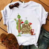 Men and Women Grinch Shirt round Neck Short Sleeve Loose
