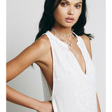 Beth Dutton Bohemian Dress Summer Spring Midi Dress Flower Embroidery Beads Backless