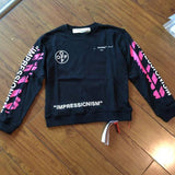 Off White Crew Neck Pullover Sweatshirt Plus Size Retro Sports Sweatshirts Owt