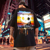 Men T-Shirts Cartoon Bear Print Loose Half Sleeve