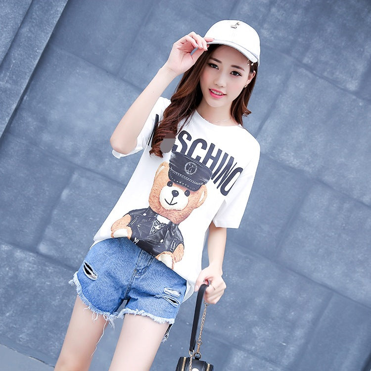 Moschino T Shirt Summer Short Sleeve Loose-Fitting Pure Cotton T-Shirt