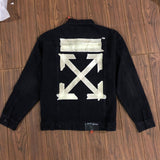 Off White Jacket Spring And Autumn Denim Printed Men'S Coat Jacket Plus Size Casual Owt