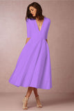 Burgundy Evening Dresses for Weddings Autumn and Winter Sexy Deep V Half Sleeve Dress