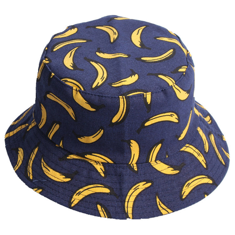 Bucket Hat Fishing Cap Cotton Print Fisherman Hat Fruit Pineapple Print Summer Leisure Solid Color
