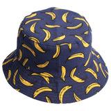 Bucket Hat Fishing Cap Cotton Print Fisherman Hat Fruit Pineapple Print Summer Leisure Solid Color