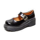 Mary Jane Shoes Summer Buckle Height-Increasing Leather Shoes Women