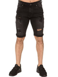 Men White Shorts Men's Leisure Ripped Cropped Denim Shorts