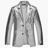 Men Prom Outfits Nightclub Expert Shiny Fashion Dynamic Solid Color Single-Breasted