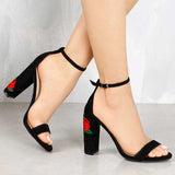 Women's Rose Embroidery High Heels Summer Shoes