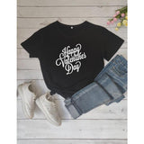 Valentine's Day T Shirt Happy Valentine Day Men's and Women's Letters Street Style Short Sleeve