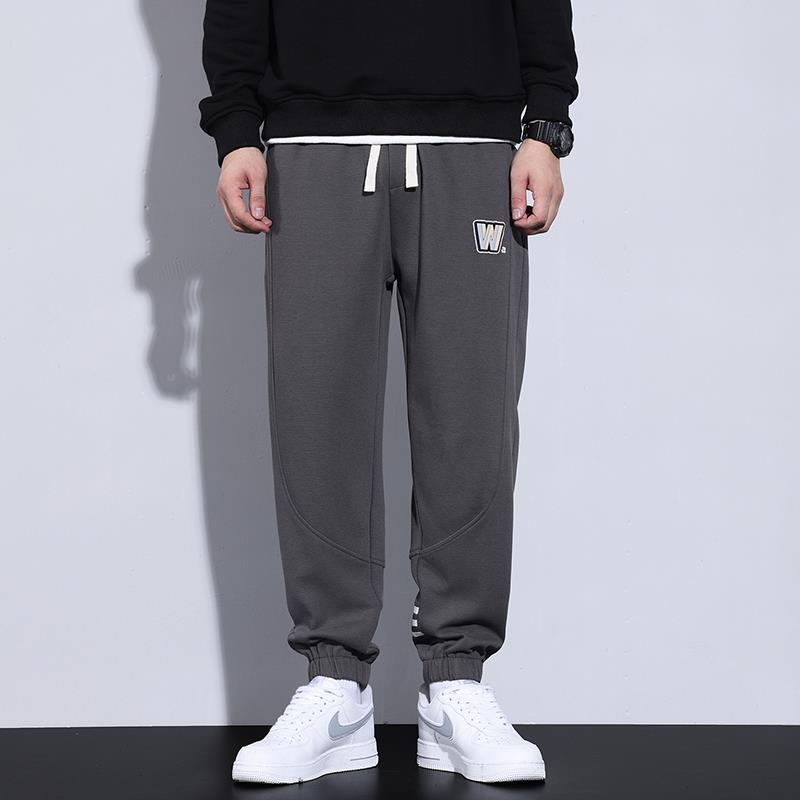 Cuffed Cargo Pants Men 'S Autumn And Winter Pearl Cotton Air Layer Knit Casual Sweatpants Ankle-Tied Sports Trousers