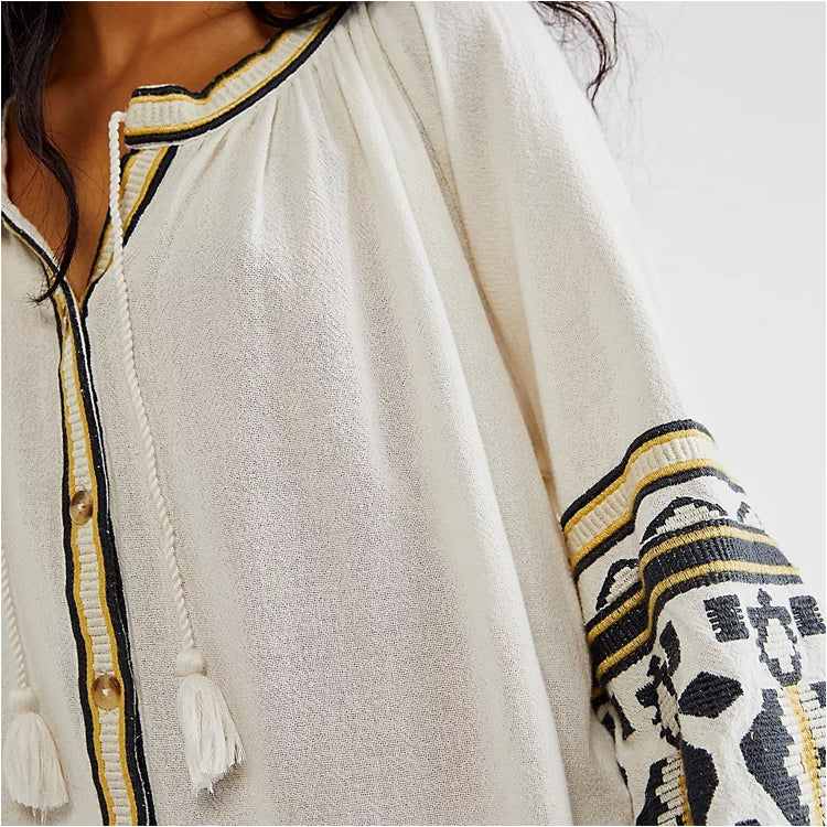 Beth Dutton Bohemian Dress Winter Autumn Midi Dresses Embroidered Loose Dress