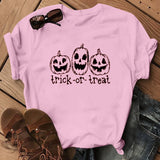 Halloween Costumes Pumpkin Face Pattern Printed Short Sleeve T-shirt