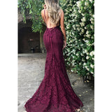 Burgundy Evening Dresses For Weddings Dress Sexy Lace Sling V-neck Gown Backless Maxi Dress