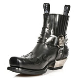Justin Yellowstone Boots Men'S Short Boots Embroidered Chunky Heel Black Martin Boots