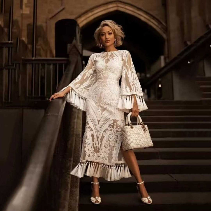 Lady Gaga Dress Embroidered Dress Tassel Dress Lace