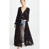 Beth Dutton Bohemian Dress Winter Autumn Midi Dresses Embroidery Split Vacation Dress