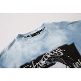 Man Fall Outfits Printed Long-Sleeved T-shirt Men's Retro Oversize Gradient Autumn and Winter Undershirt