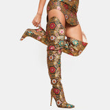 Beth Dutton Shoes Spring Embroidered Large Tube Circumference over-the-Knee Boots plus Size
