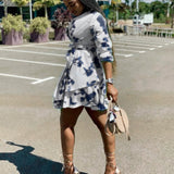 African Dashiki Dress V-neck Printed Waist-Controlled Dress