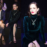 Maxi Burgundy Dress Formal Winter Slim-Fit Sexy High Dress Long Dress