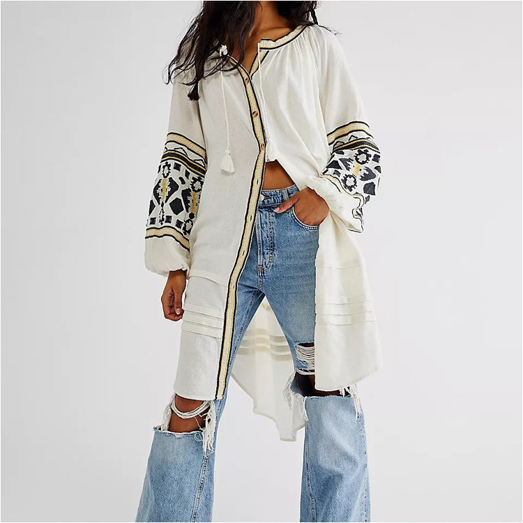 Beth Dutton Bohemian Dress Winter Autumn Midi Dresses Embroidered Loose Dress