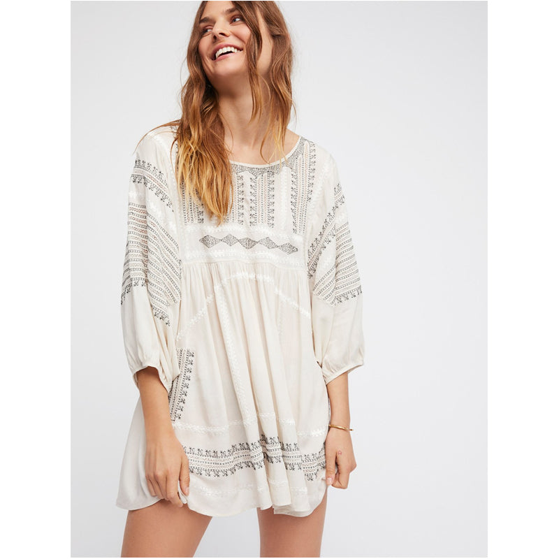 Beth Dutton Bohemian Dress Sexy Backless Embroidered Dress