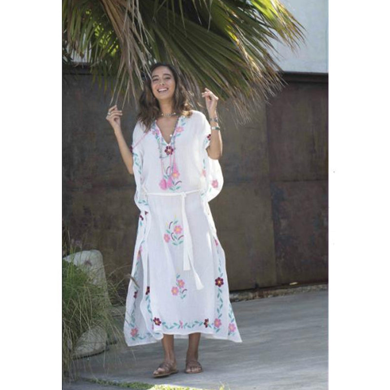 Beth Dutton Bohemian Summer Spring Midi Dress Embroidery Seaside Vacation