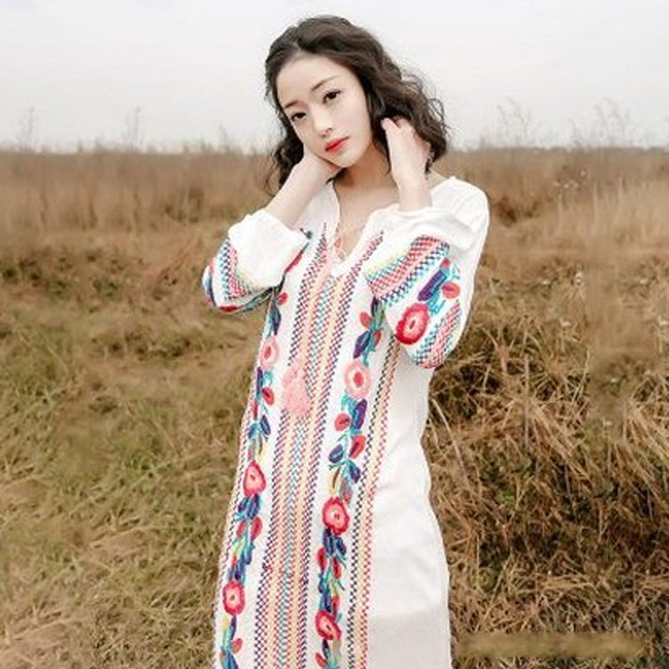 Beth Dutton Bohemian Dress Winter Autumn Maxi Dresses Embroidered 3/4 Sleeve Long Dress