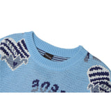 Men Sweater Heart Letter Brocade Sweater Men's Fashion Brand Loose Long Sleeve Top Sweater