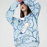 Crew Neck Sweatshirts for Men Men's Autumn Cartoon Full Printed round Neck Sweater Loose Casual