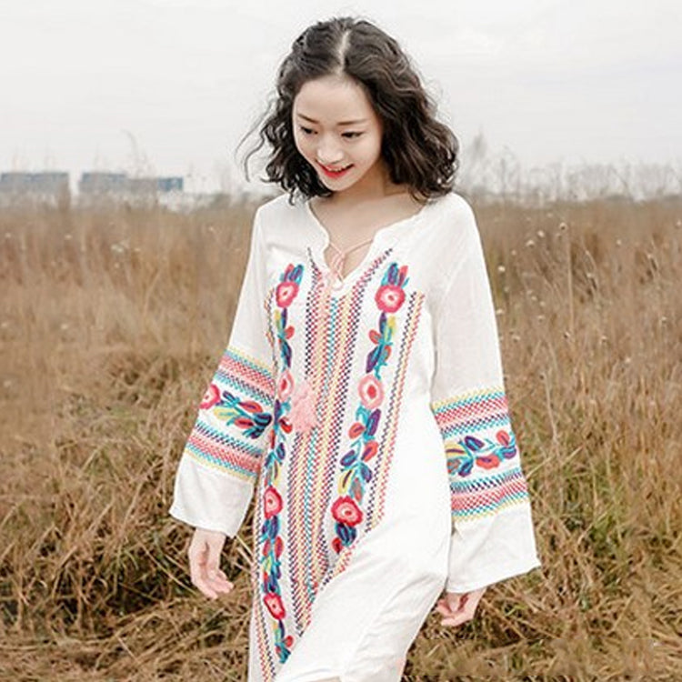 Beth Dutton Bohemian Dress Winter Autumn Maxi Dresses Embroidered 3/4 Sleeve Long Dress