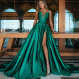 Long Homecoming Dresses Autumn Winter Sexy Deep V Split Long Dress Wedding Dress