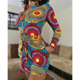 Coachella Music Festival Outfits Fashion Printed Long Sleeve One-Piece Shorts