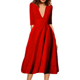 Burgundy Evening Dresses for Weddings Midi Dress for Women